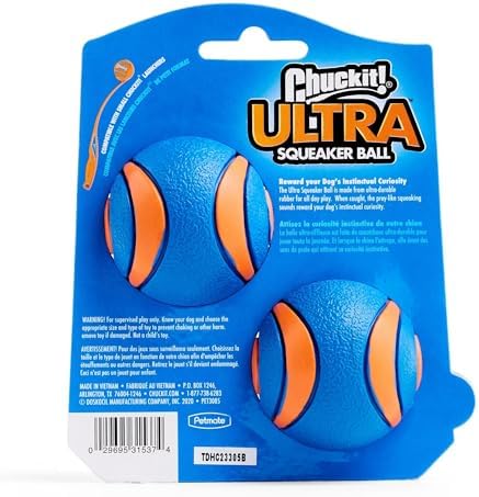 Chuckit! Ultra Ball Dog Toy, Durable Rubber, Medium 2.5-in, 2 Pack