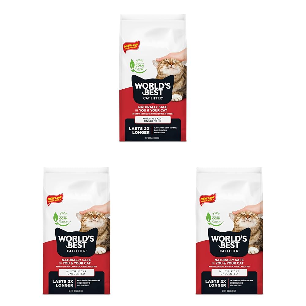 World's Best Cat Litter, Multiple Cat, Unscented, Odor Control, 15 lb Bag