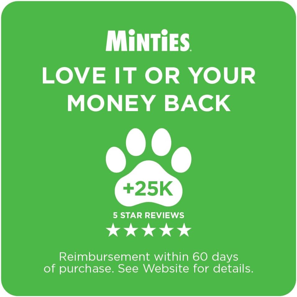 Minties Dental Chews for Dogs, 36 Count, Vet-Recommended Mint-Flavored Dog Treats for Large Breeds Over 50 lbs, Dental Bones Clean Teeth, Fight Bad Breath, Removes Plaque and Tartar