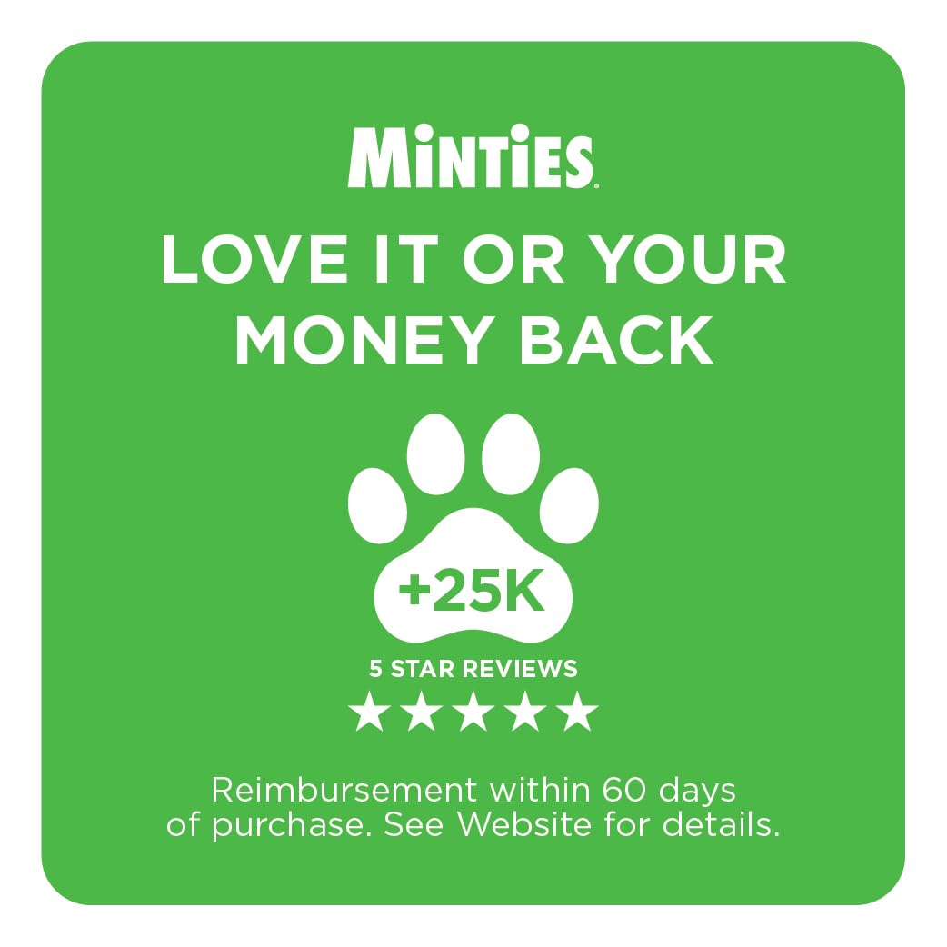 Minties Dental Chews for Dogs, 36 Count, Vet-Recommended Mint-Flavored Dog Treats for Large Breeds Over 50 lbs, Dental Bones Clean Teeth, Fight Bad Breath, Removes Plaque and Tartar