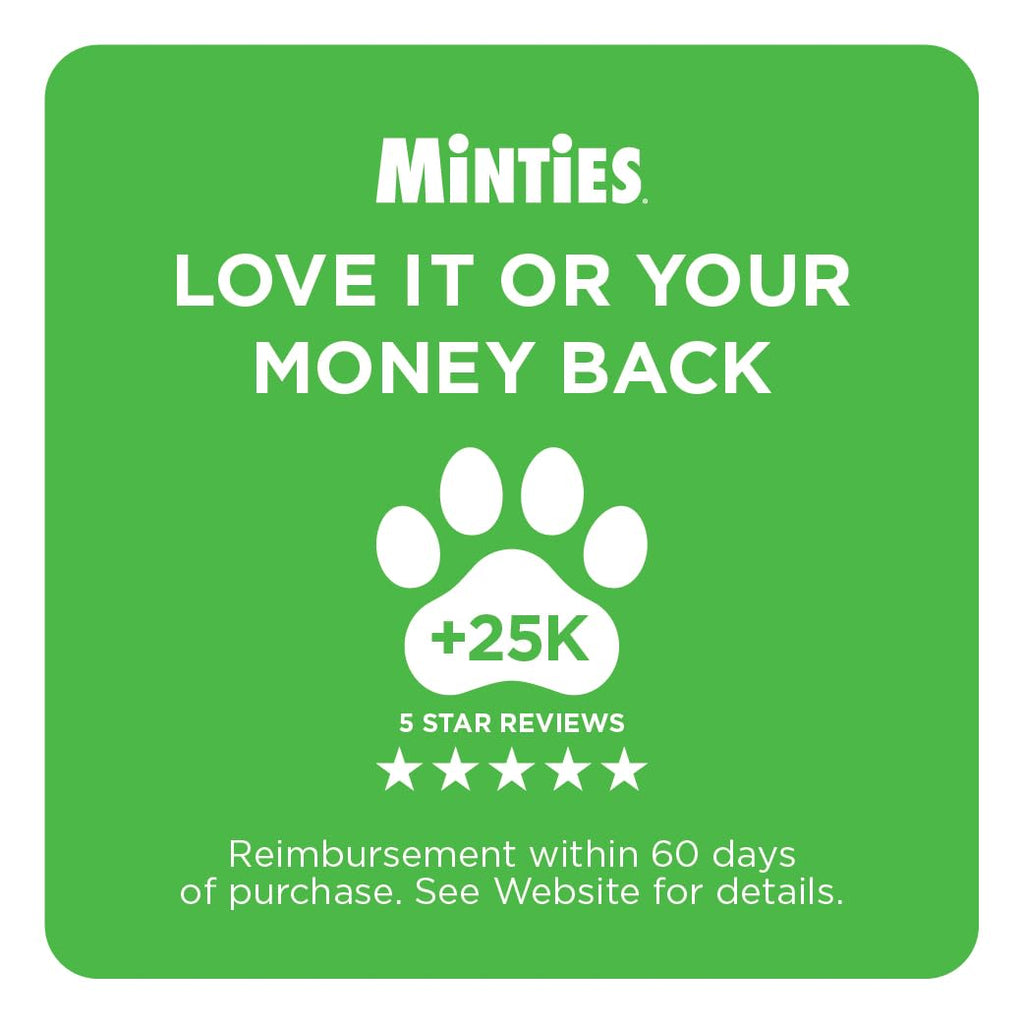 Minties Dental Chews for Dogs, 36 Count, Vet-Recommended Mint-Flavored Dog Treats for Large Breeds Over 50 lbs, Dental Bones Clean Teeth, Fight Bad Breath, Removes Plaque and Tartar