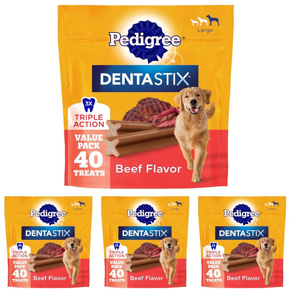 Pedigree Dentastix Large Breed Dental Dog Treats, Fresh, 36 Count