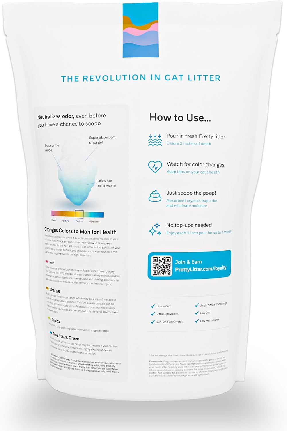 PrettyLitter Health Monitoring Cat Litter, Unscented, 6 lb. Bag