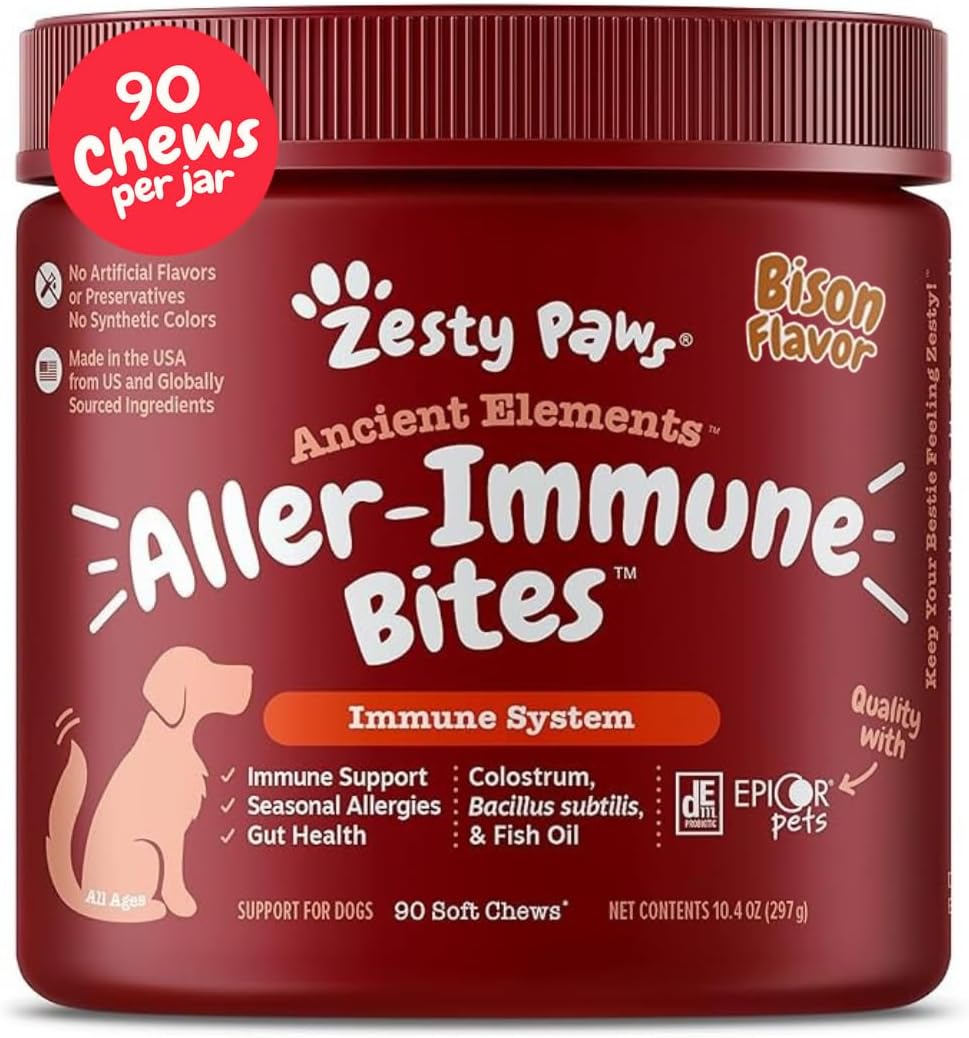 Zesty Paws Dog Allergy Chews - Dog Allergy Relief, Lamb, 90 Ct