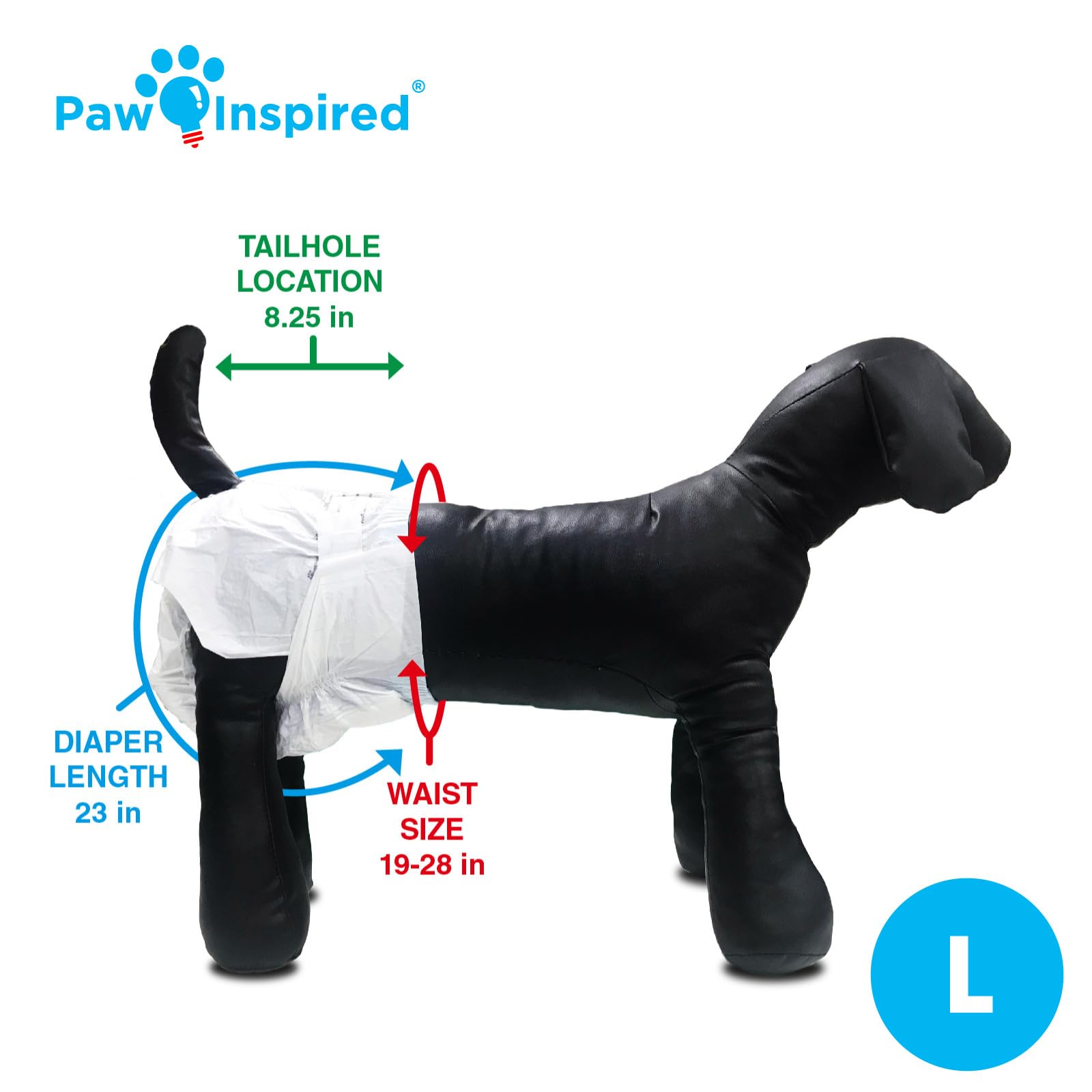 Paw Inspired 32ct Disposable Dog Diapers | Female Dog Diapers Ultra Protection | Diapers for Dogs in Heat, Excitable Urination, or Incontinence (Medium)