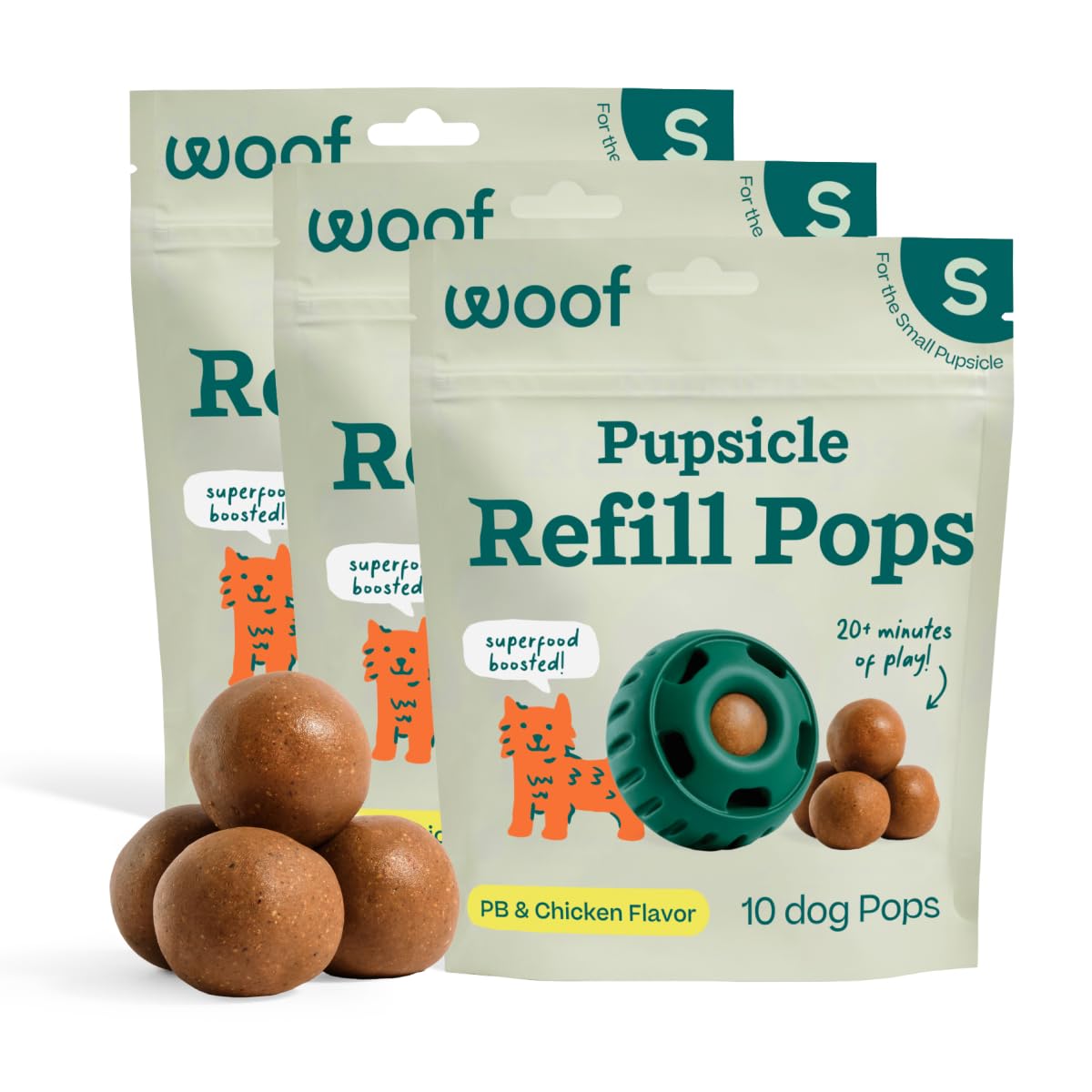 WOOF Pupsicle Peanut Butter & Beef Refill Pops Dog Treats, Large, 7 Count