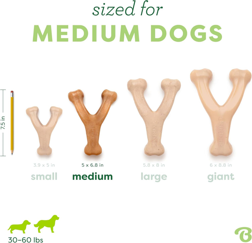 Benebone Wishbone Durable Dog Chew Toy for Aggressive Chewers, Real Bacon, Made in USA, Medium