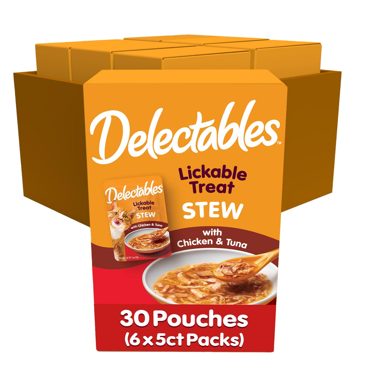 Delectables Lickable Treat Stew Wet Cat Treat Variety Pack, Food Topper, Hydrating, Grain-Free, No Fillers, No By-Products, No Added Preservatives, 1.4oz Pouch, 12ct