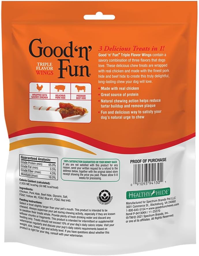 GOOD 'N' FUN Wings Long-Lasting Dog Treat Made with Real Protein, 24 oz