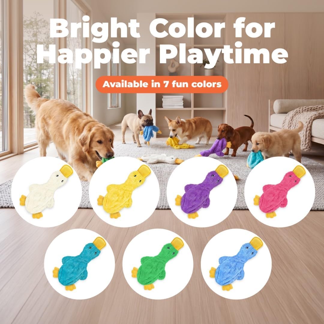 Best Pet Supplies Interactive Squeaky Dog Toy - Crinkle Duck, Yellow