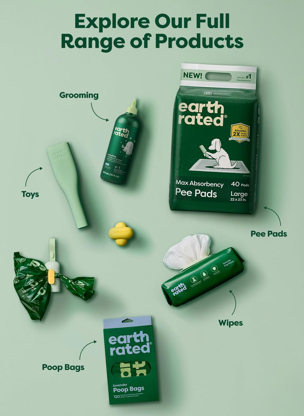 Earth Rated Dog Poop Bags on Refill Rolls, 270 Bags, Lavender