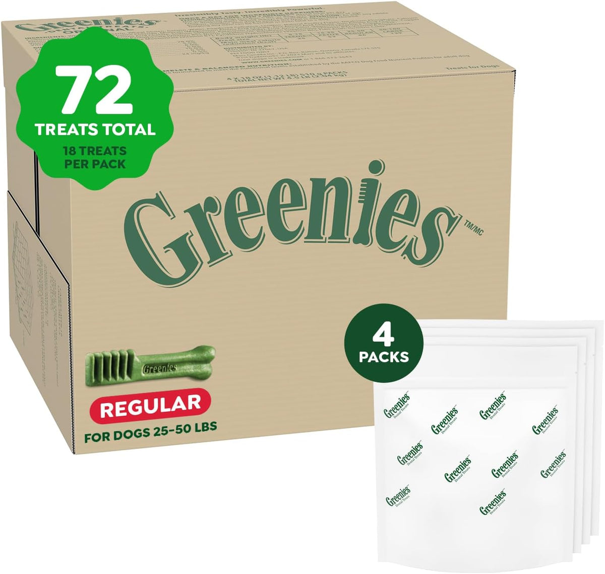 Greenies Regular Dental Dog Treats, Original Chicken Flavor, 36 Count