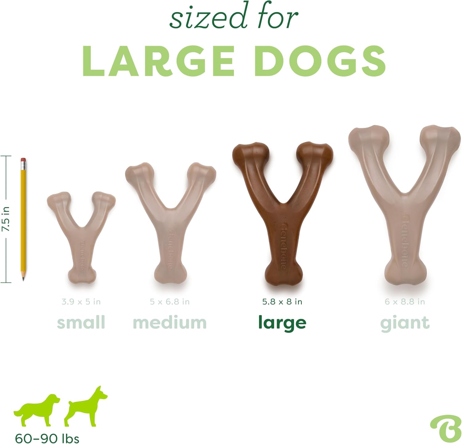 Benebone Wishbone Durable Dog Chew Toy for Aggressive Chewers, Real Bacon, Made in USA, Medium