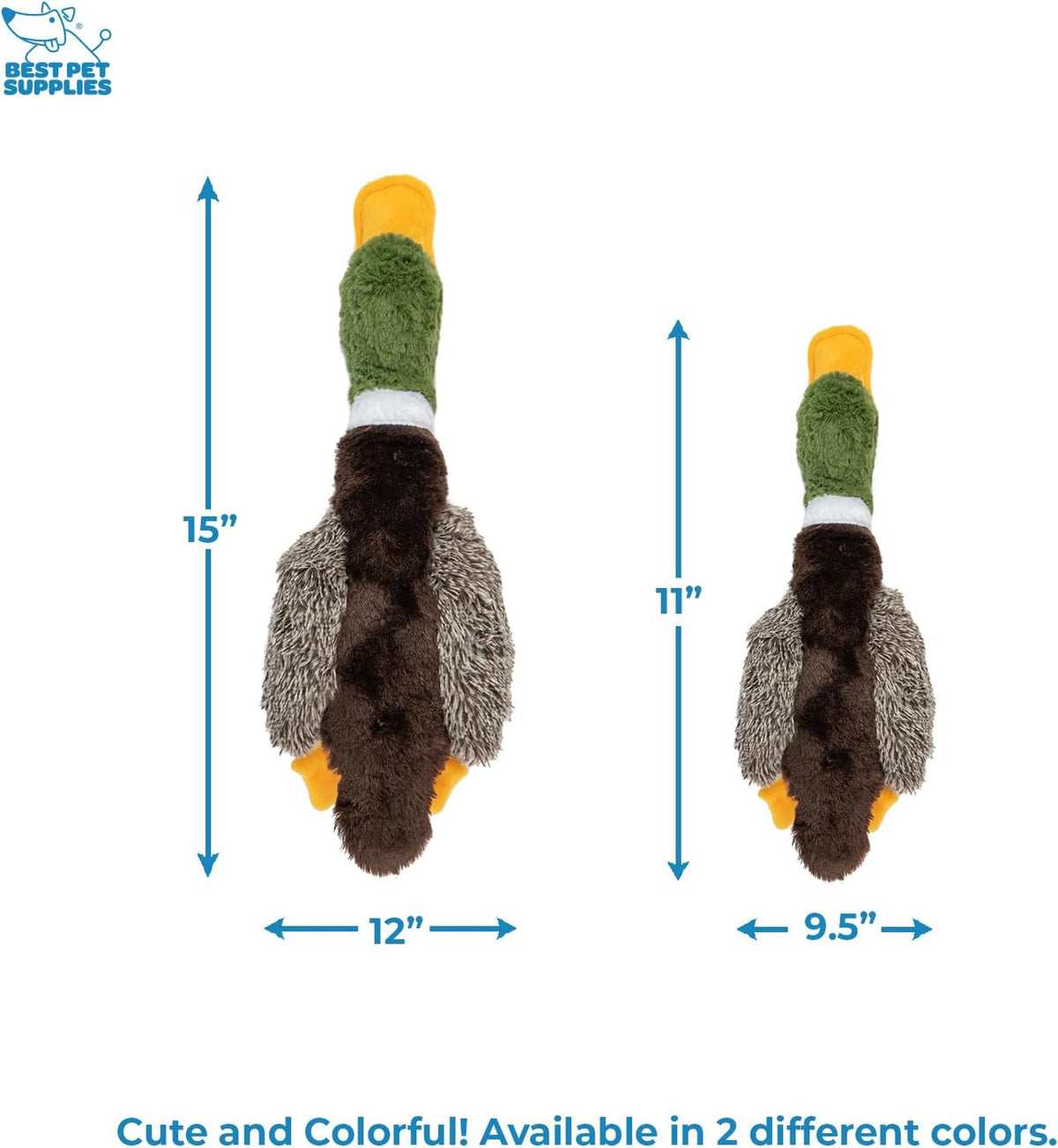 Best Pet Supplies Interactive Squeaky Dog Toy - Crinkle Duck, Yellow