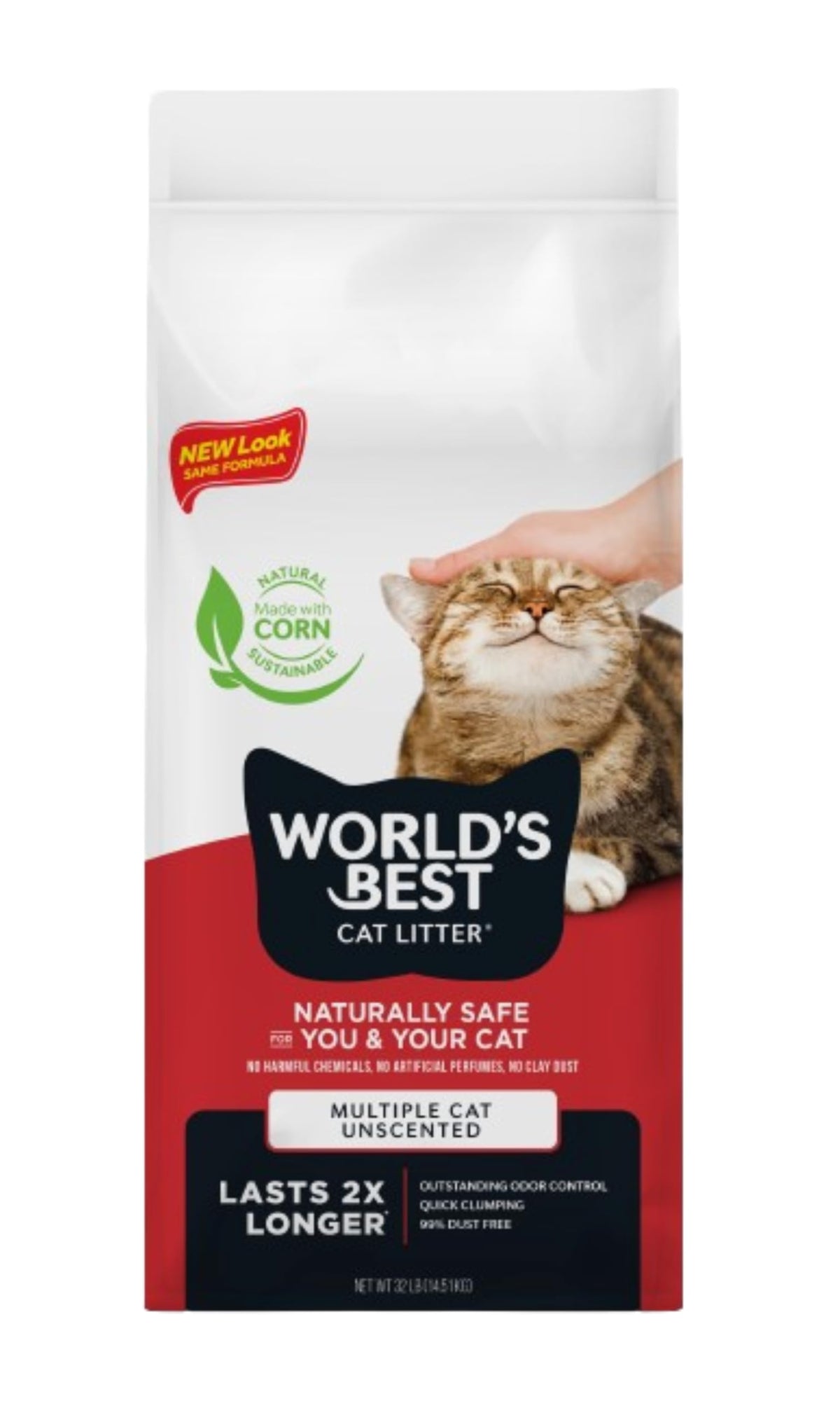 World's Best Cat Litter, Multiple Cat, Unscented, Odor Control, 15 lb Bag