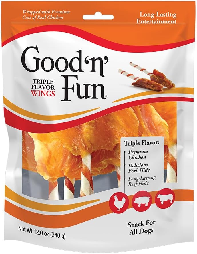 GOOD 'N' FUN Wings Long-Lasting Dog Treat Made with Real Protein, 24 oz
