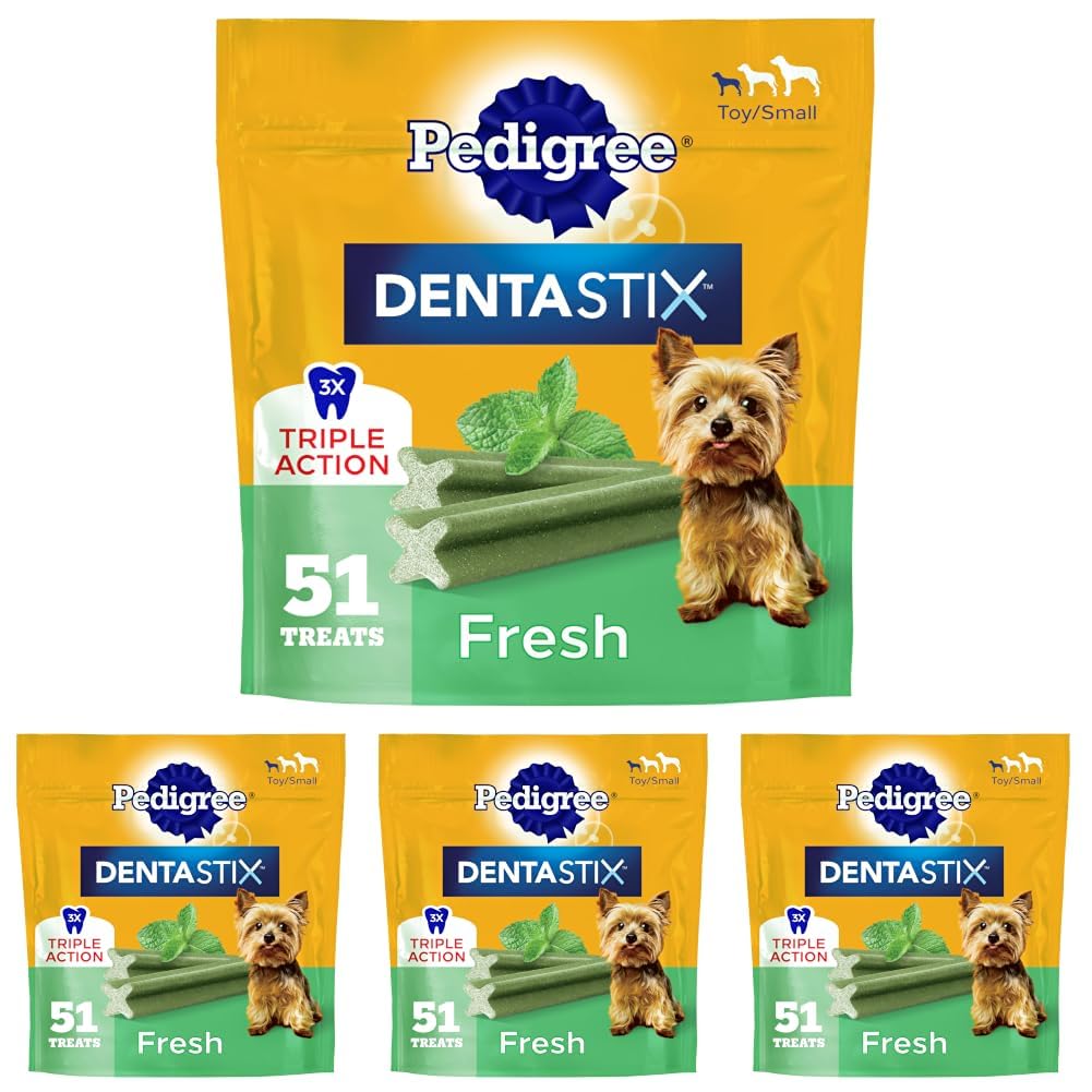 Pedigree Dentastix Small & Toy Breed Dental Dog Treats, Fresh, 102 Count
