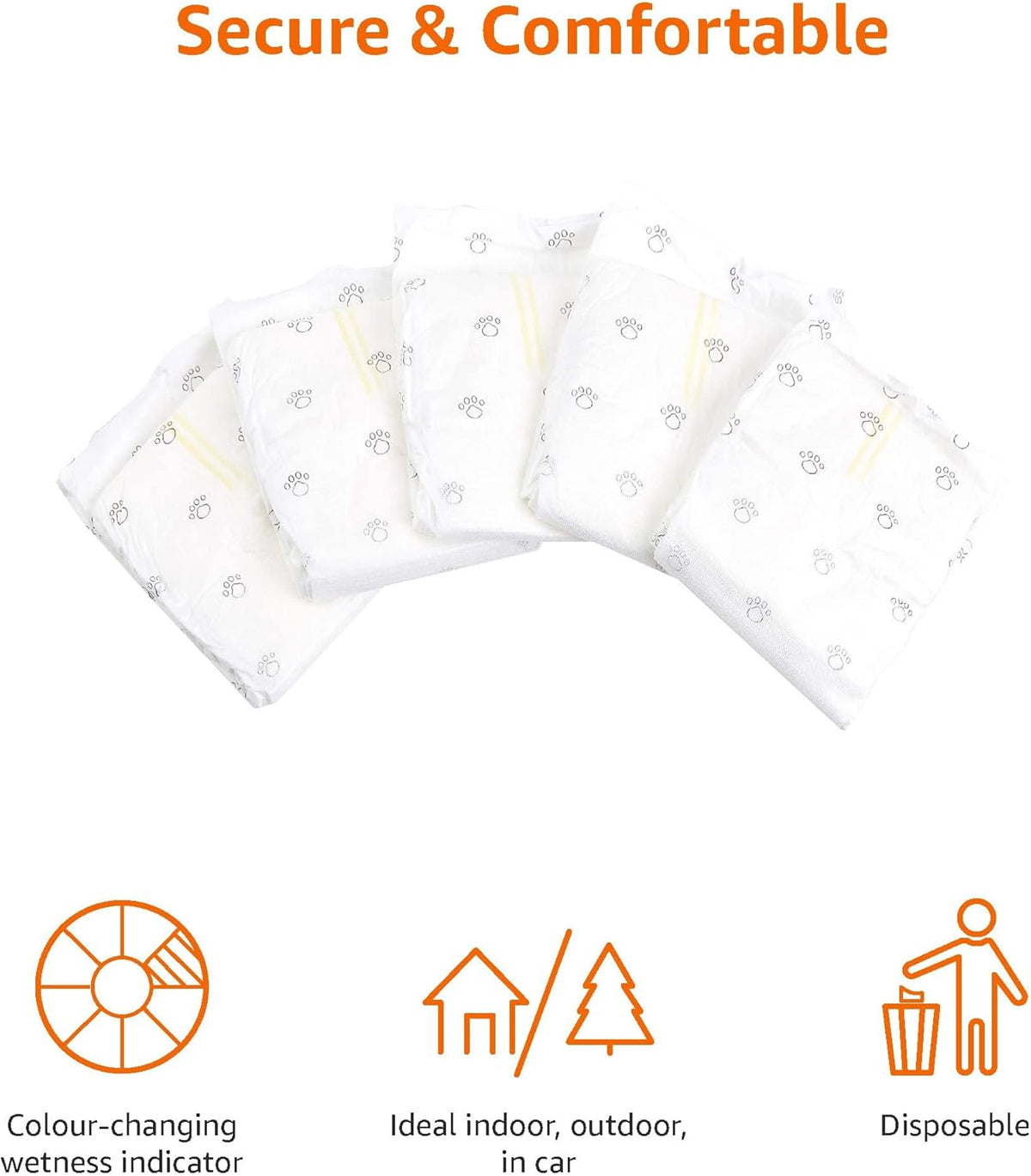 Amazon Basics Absorbent, Leakproof Male Dog Wrap Disposable Diapers with Wetness Indicator, Breathable, Small, White, 50-Pack
