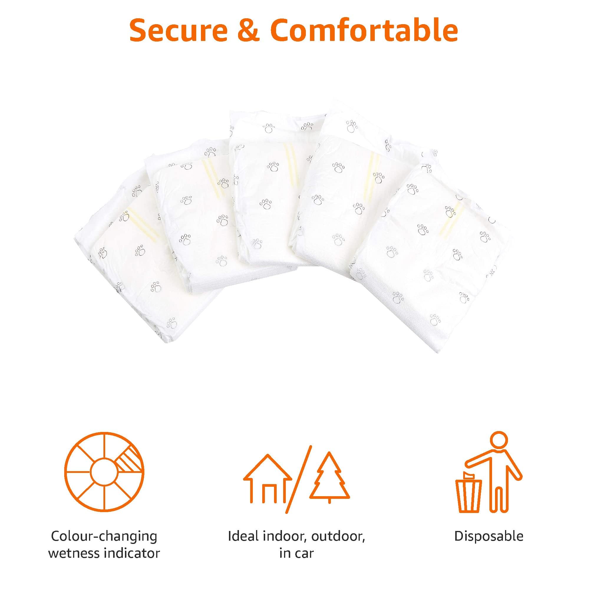 Amazon Basics Absorbent, Leakproof Male Dog Wrap Disposable Diapers with Wetness Indicator, Breathable, Small, White, 50-Pack