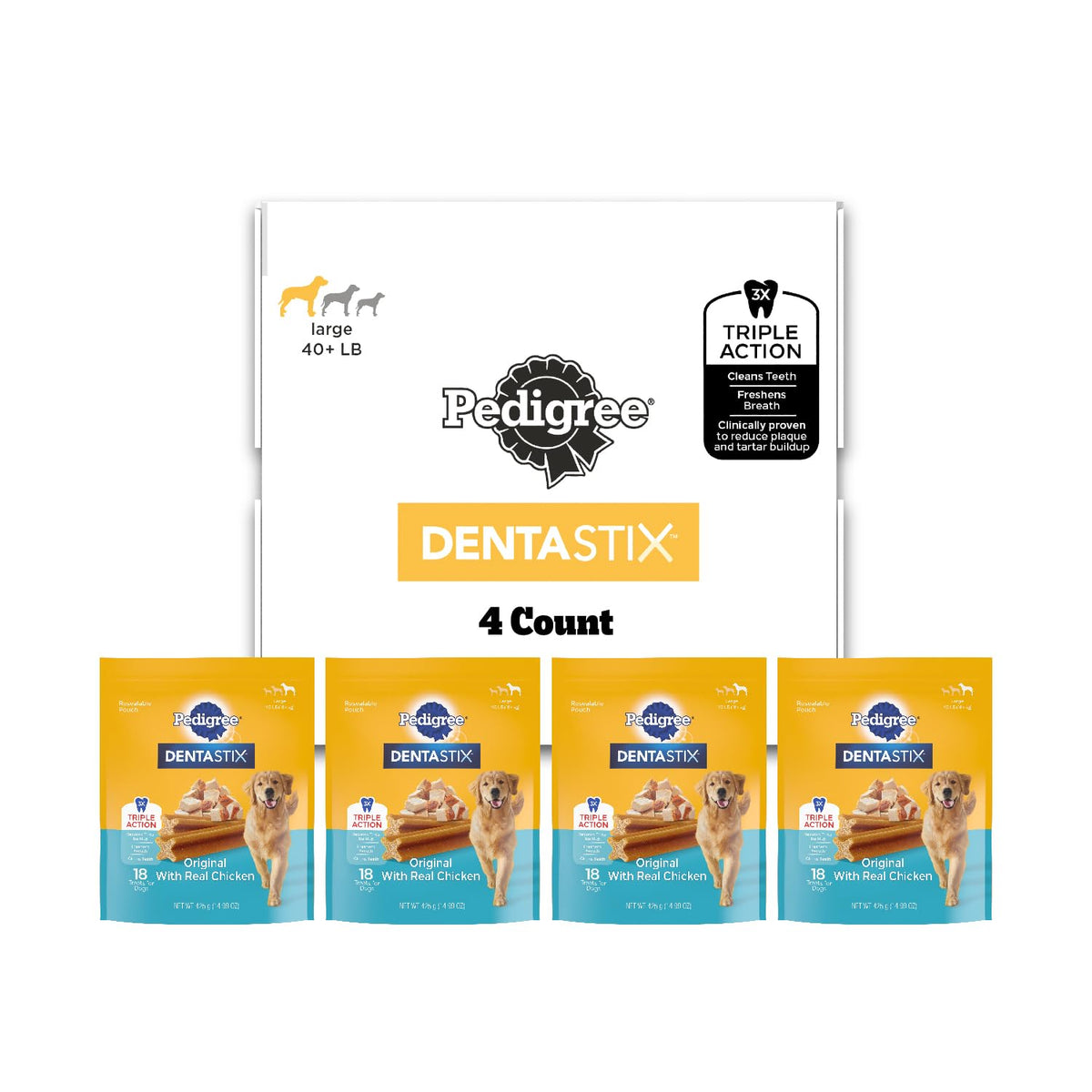 Pedigree Dentastix Large Breed Dental Dog Treats, Fresh, 36 Count