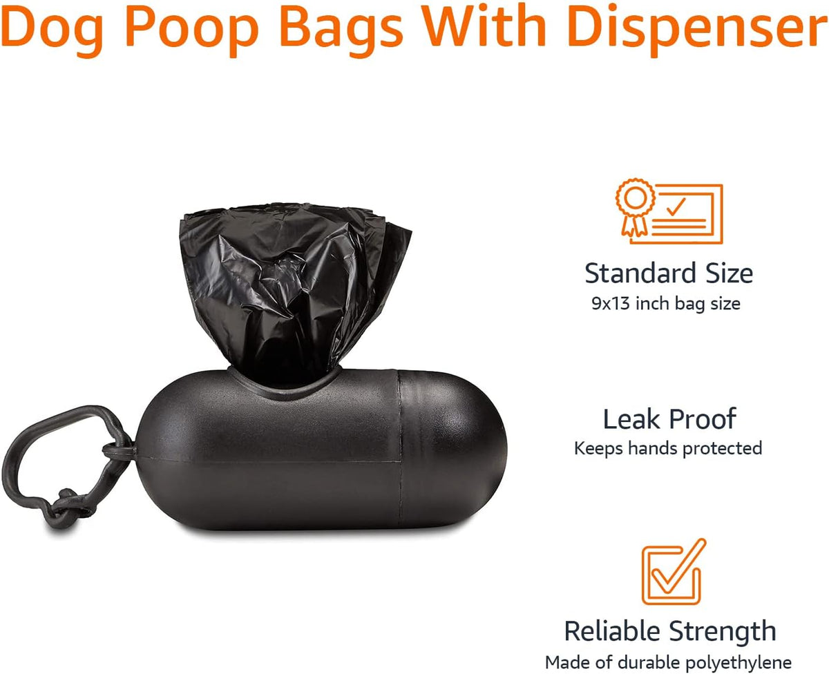 Amazon Basics Dog Poop Bags, 120 Count, Enhanced for Guaranteed Leakproof, Unscented, Green