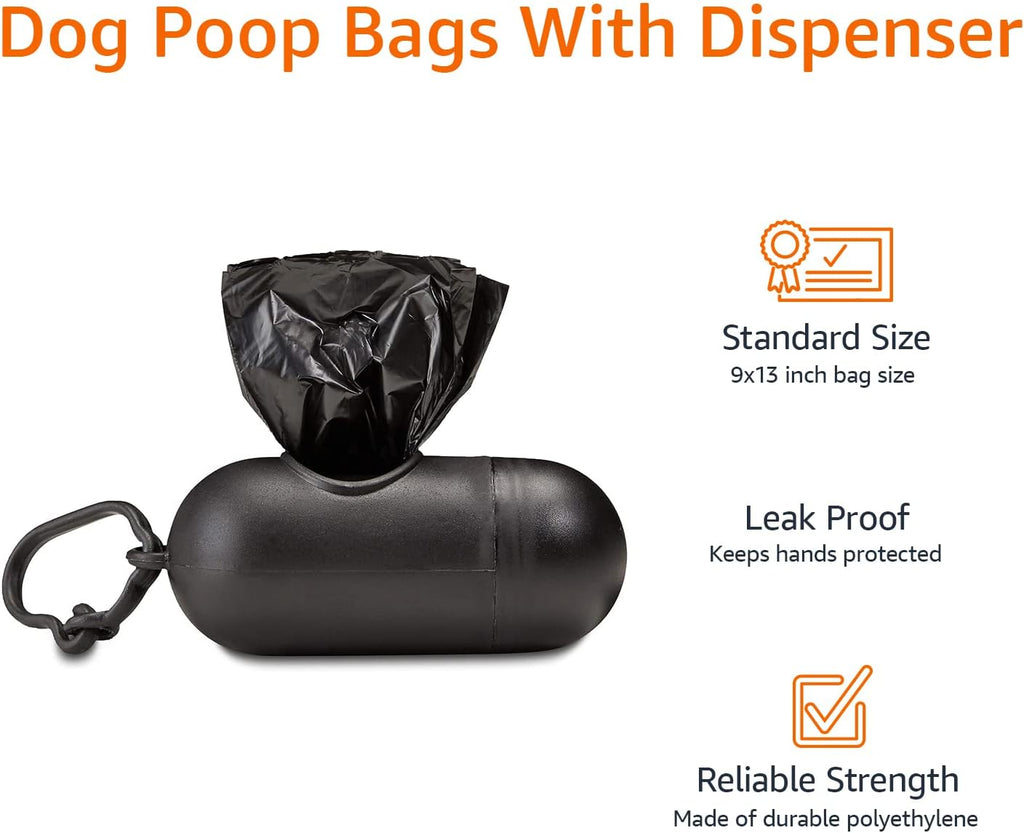 Amazon Basics Dog Poop Bags, 120 Count, Enhanced for Guaranteed Leakproof, Unscented, Green