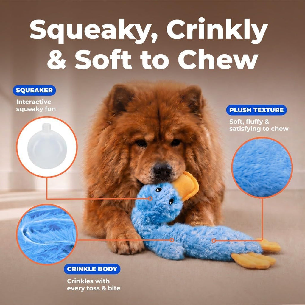 Best Pet Supplies Interactive Squeaky Dog Toy - Crinkle Duck, Yellow