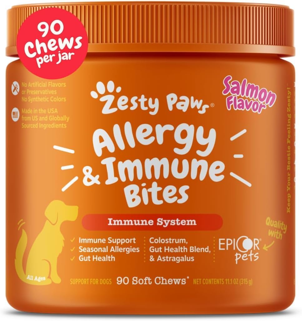 Zesty Paws Dog Allergy Chews - Dog Allergy Relief, Lamb, 90 Ct