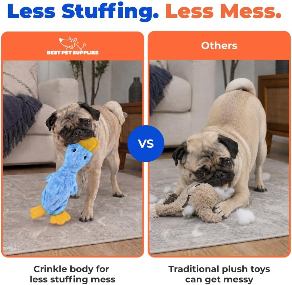 Best Pet Supplies Interactive Squeaky Dog Toy - Crinkle Duck, Yellow