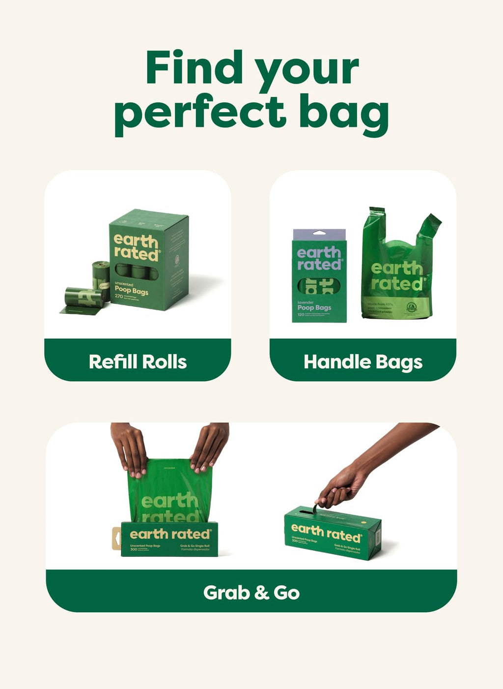 Earth Rated Dog Poop Bags on Refill Rolls, 270 Bags, Lavender
