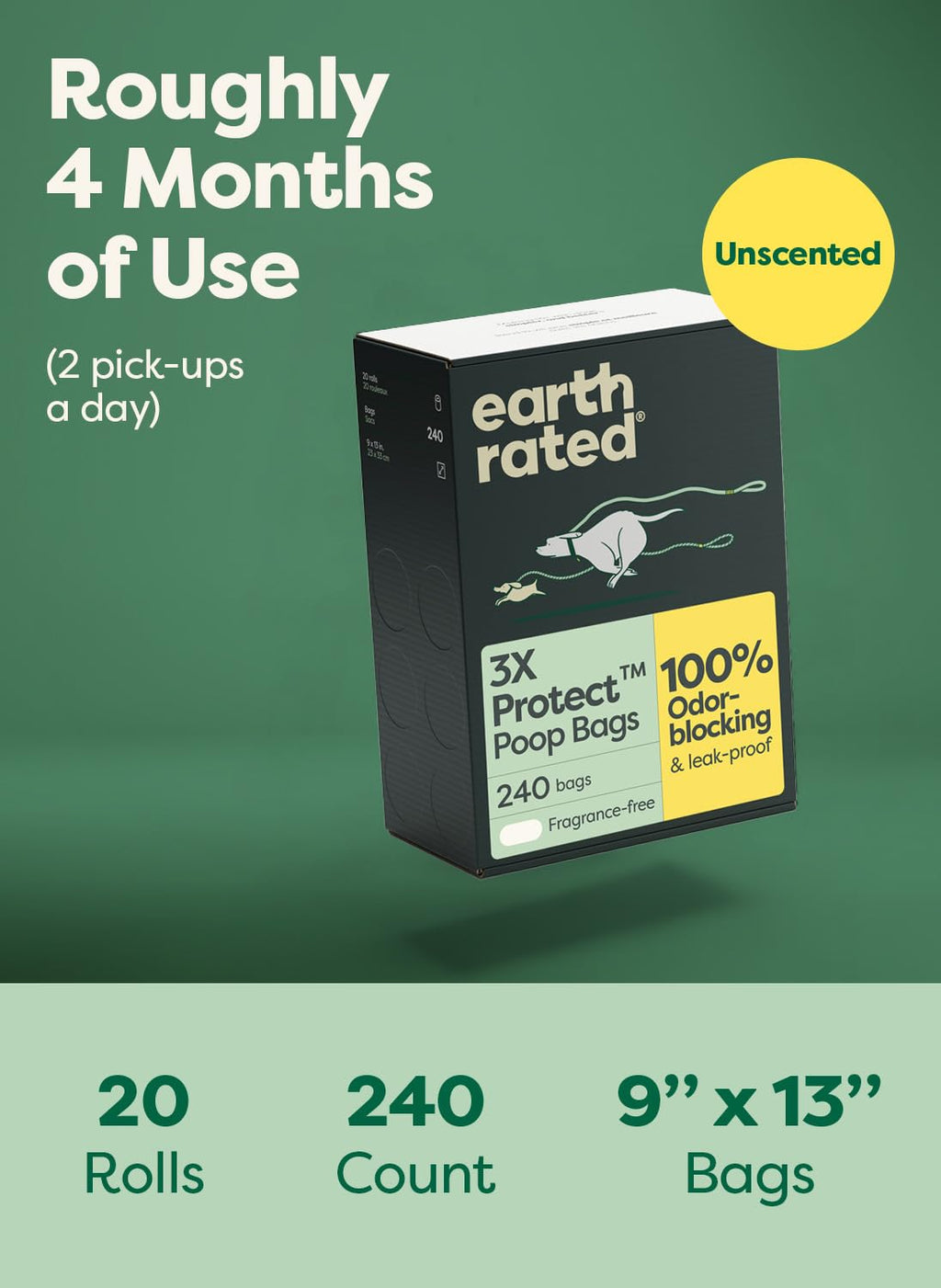 Earth Rated Dog Poop Bags on Refill Rolls, 270 Bags, Lavender