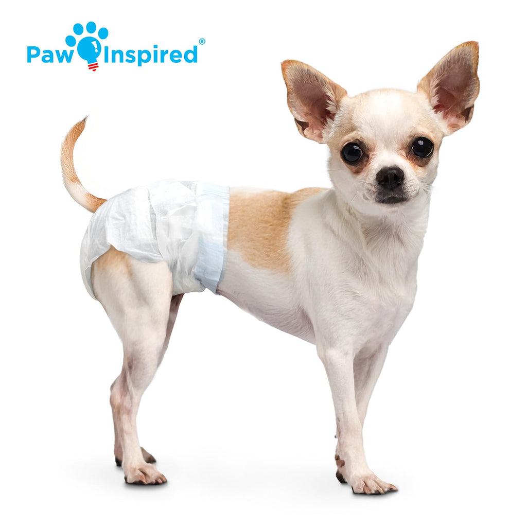 Paw Inspired 32ct Disposable Dog Diapers | Female Dog Diapers Ultra Protection | Diapers for Dogs in Heat, Excitable Urination, or Incontinence (Medium)