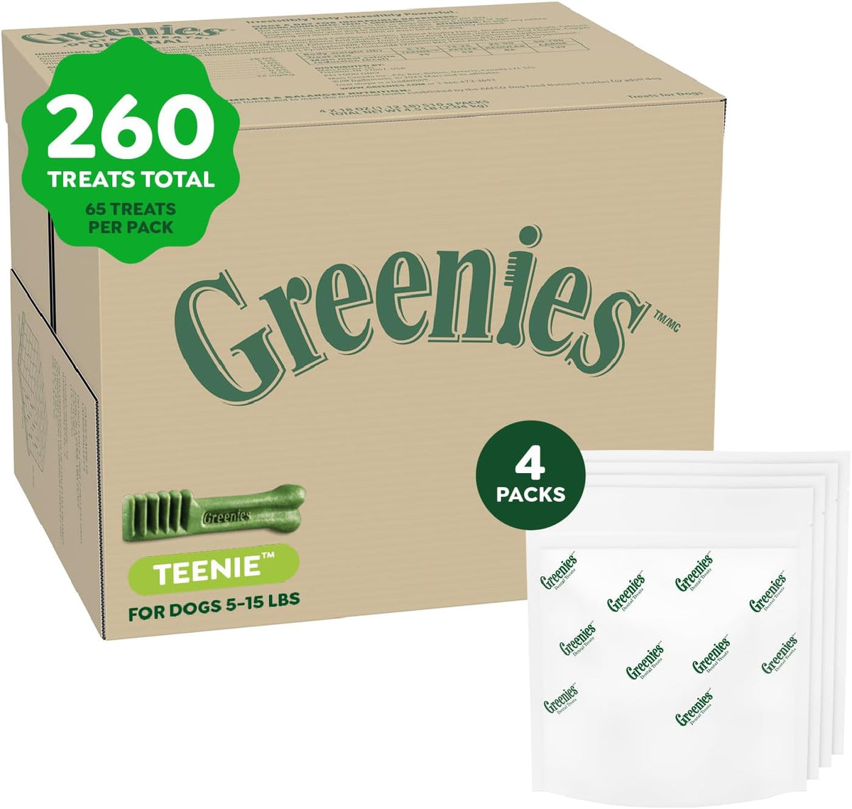 Greenies Teenie Original Natural Dental Dog Treats, Chicken, 130 Count