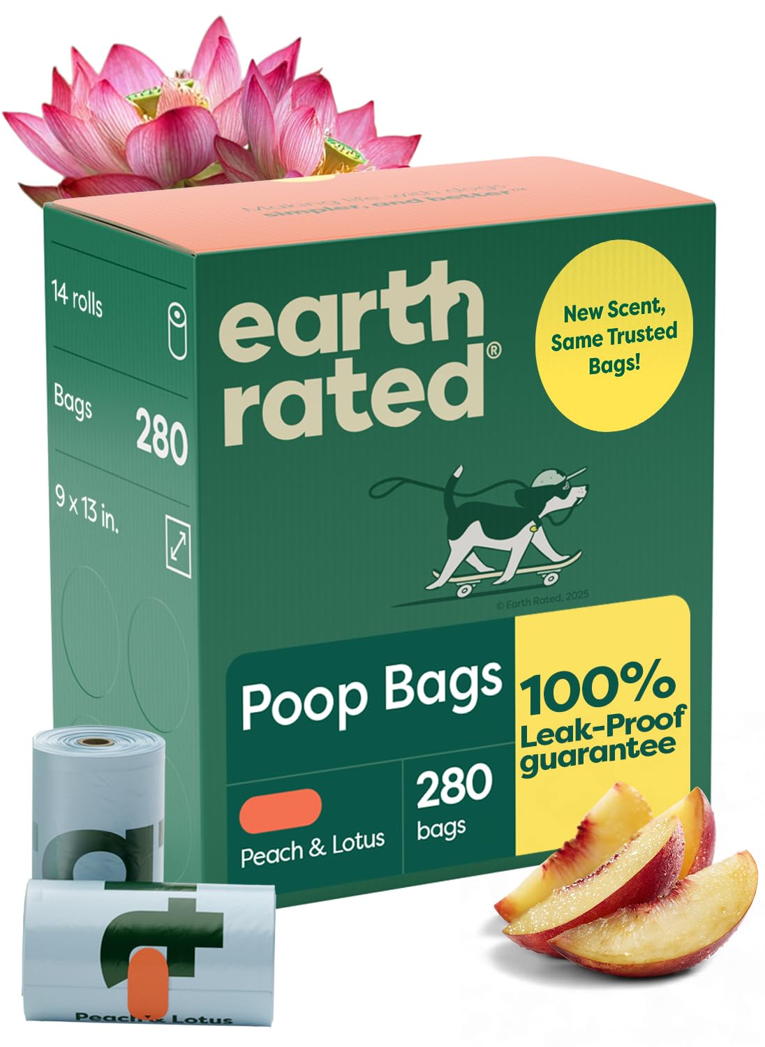Earth Rated Dog Poop Bags on Refill Rolls, 270 Bags, Lavender