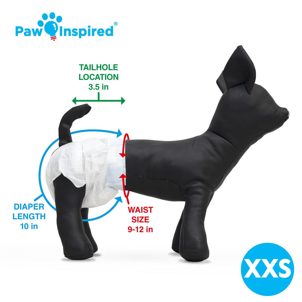 Paw Inspired 32ct Disposable Dog Diapers | Female Dog Diapers Ultra Protection | Diapers for Dogs in Heat, Excitable Urination, or Incontinence (Medium)