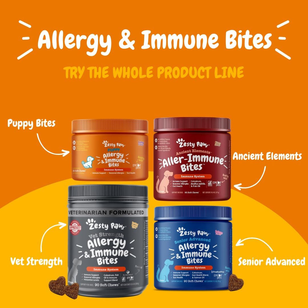 Zesty Paws Dog Allergy Chews - Dog Allergy Relief, Lamb, 90 Ct