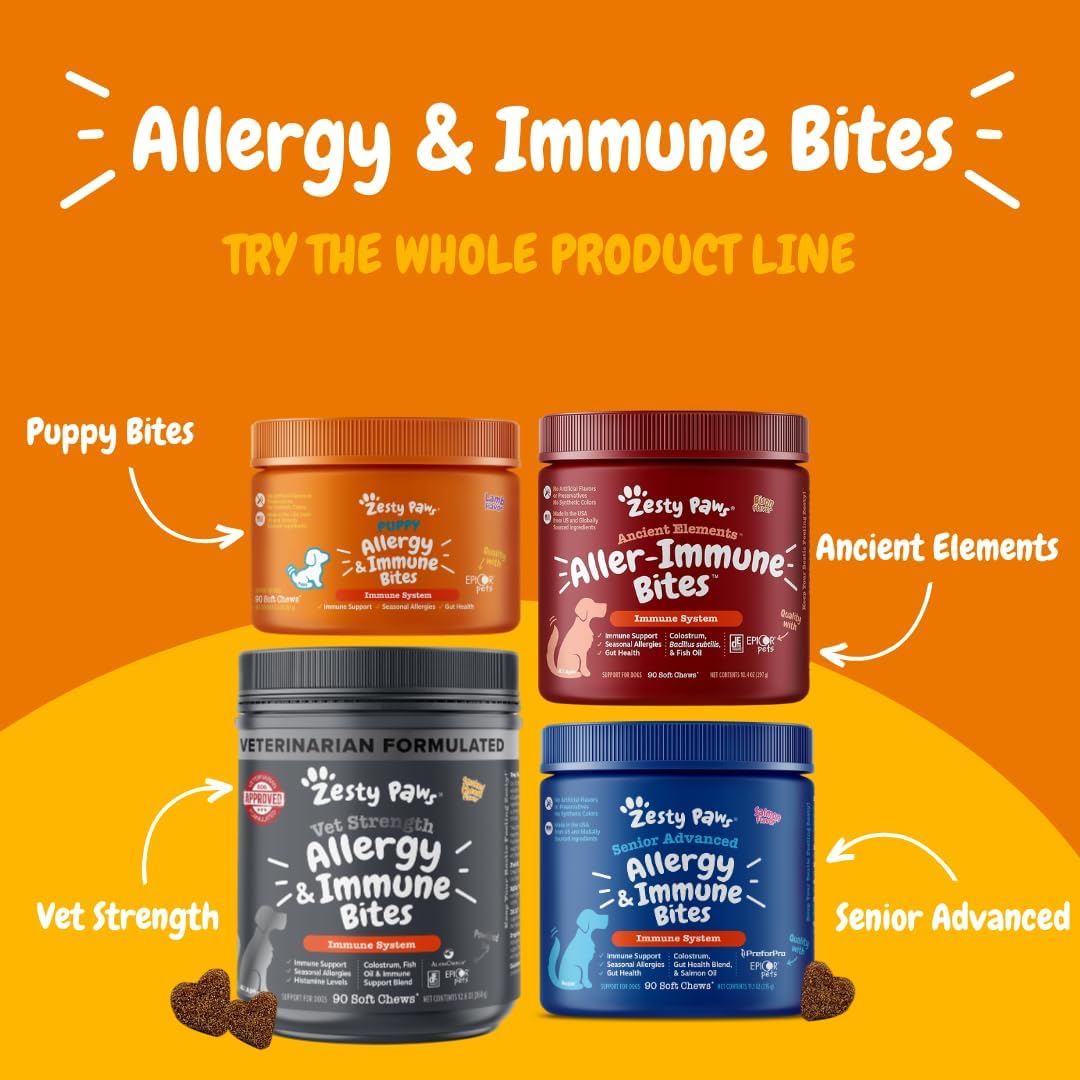 Zesty Paws Dog Allergy Chews - Dog Allergy Relief, Lamb, 90 Ct