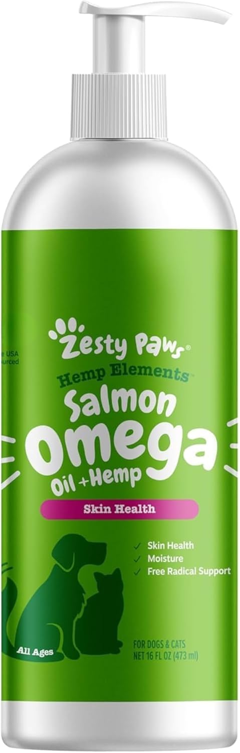 Zesty Paws Salmon Oil for Dogs & Cats - Omega 3 for Dogs 8.5oz