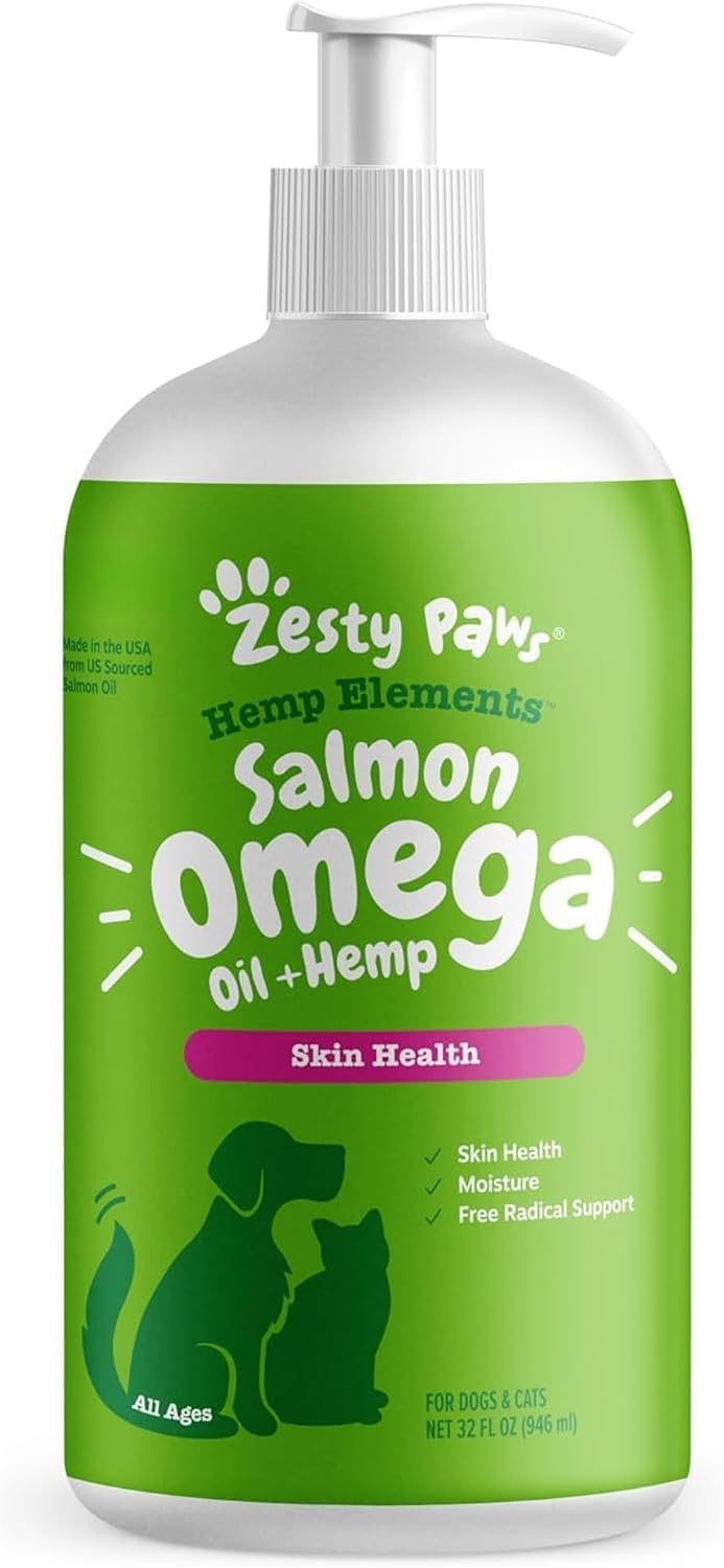 Zesty Paws Salmon Oil for Dogs & Cats - Omega 3 for Dogs 8.5oz