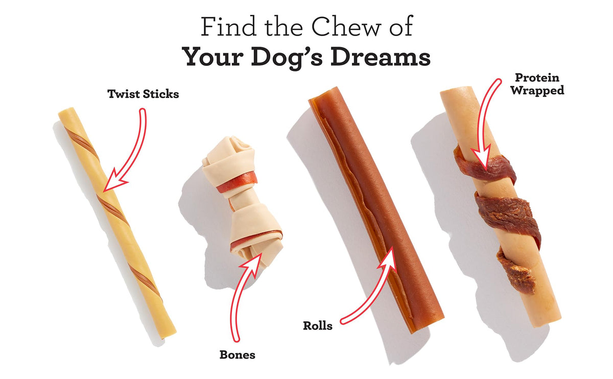 DreamBone Twist Sticks Rawhide-Free Dog Treats With Real Protein, 50 Count