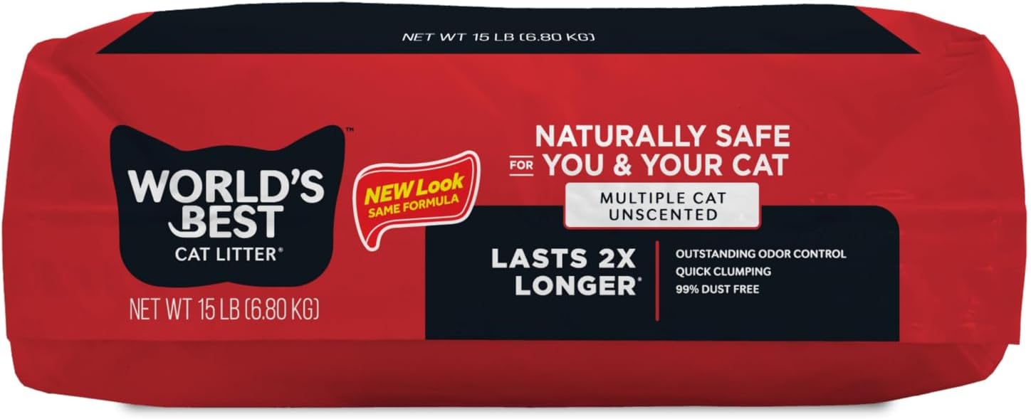 World's Best Cat Litter, Multiple Cat, Unscented, Odor Control, 15 lb Bag