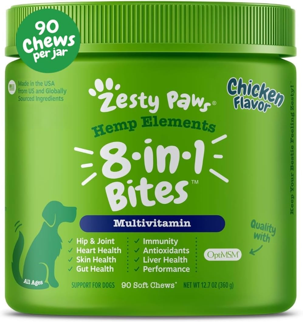 Zesty Paws Dog Vitamins - Dog Multivitamin Chews, Bison, 90 Ct