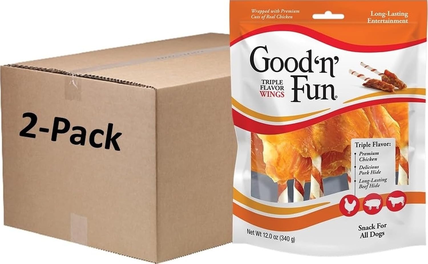 GOOD 'N' FUN Wings Long-Lasting Dog Treat Made with Real Protein, 24 oz