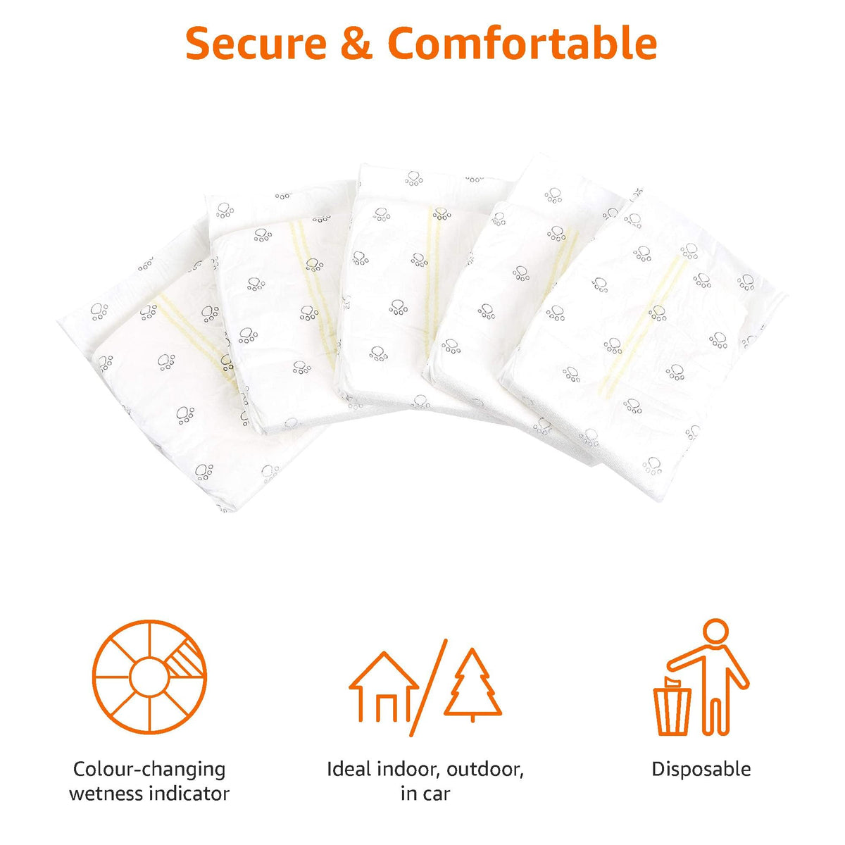 Amazon Basics Absorbent, Leakproof Male Dog Wrap Disposable Diapers with Wetness Indicator, Breathable, Small, White, 50-Pack