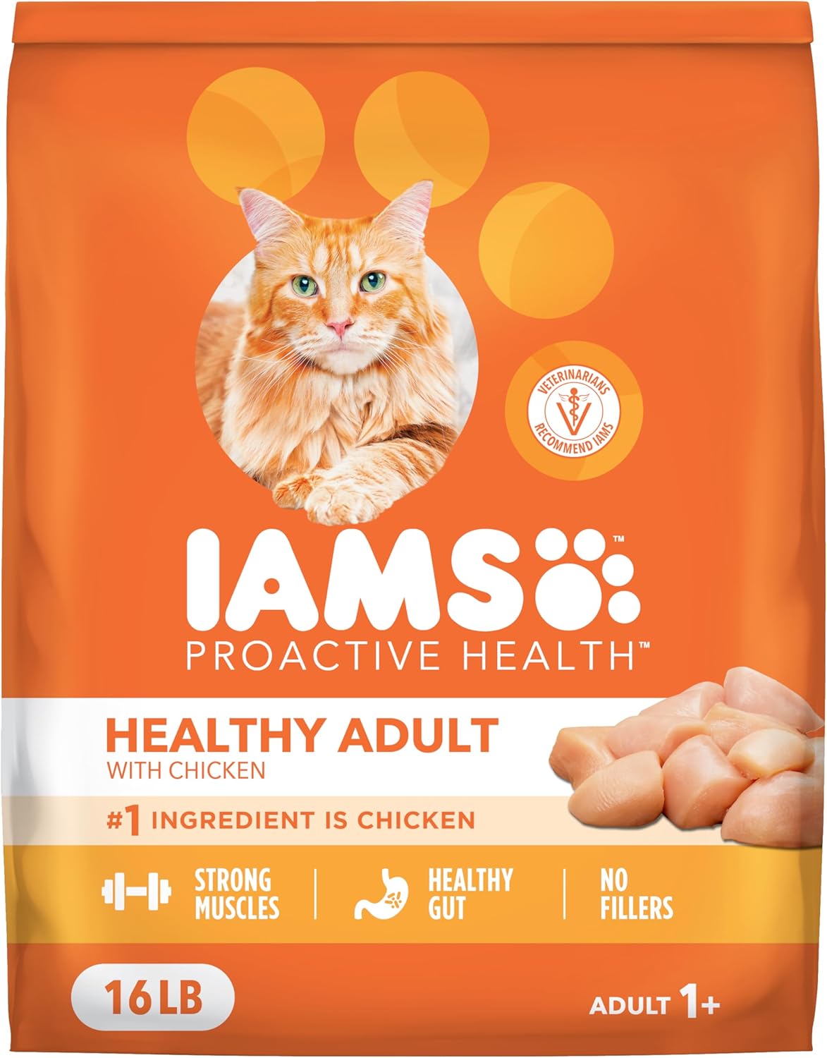 IAMS Proactive Health Healthy Adult Dry Cat Food, Chicken, 16 lb