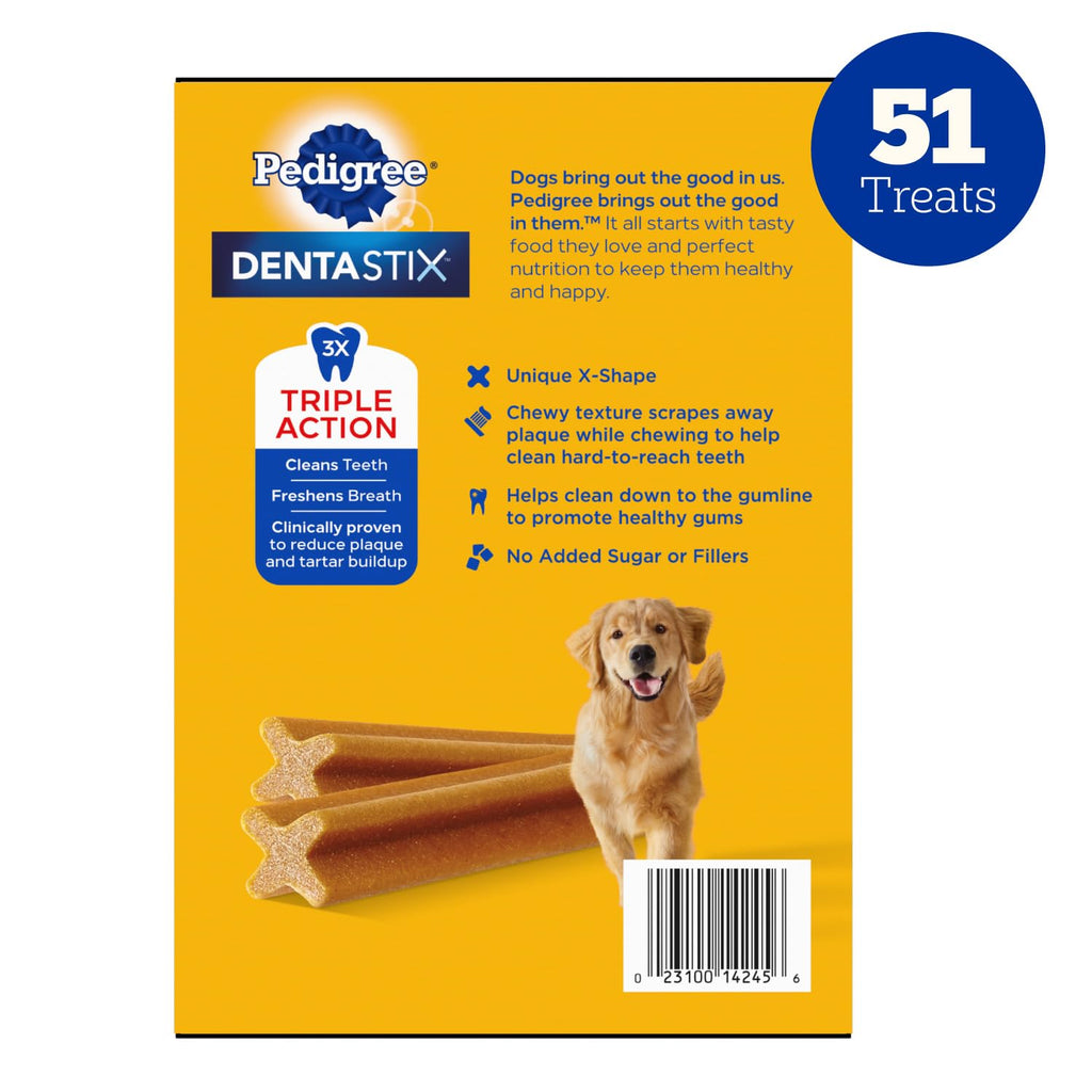 Pedigree Dentastix Large Breed Dental Dog Treats, Fresh, 36 Count
