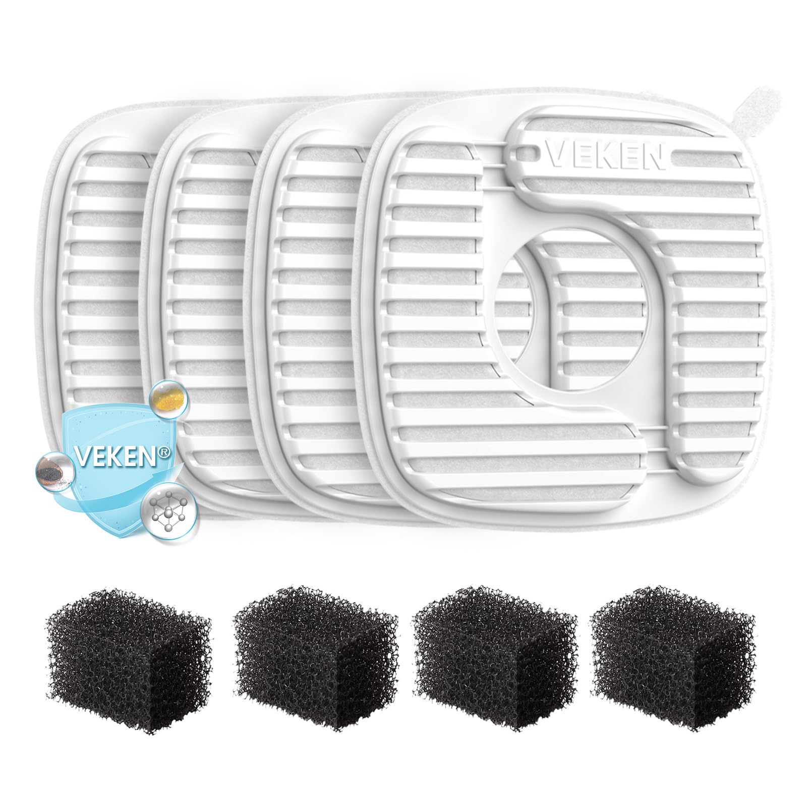 Veken Cat Water Fountain Filters, 8 Pack Replacement Filters