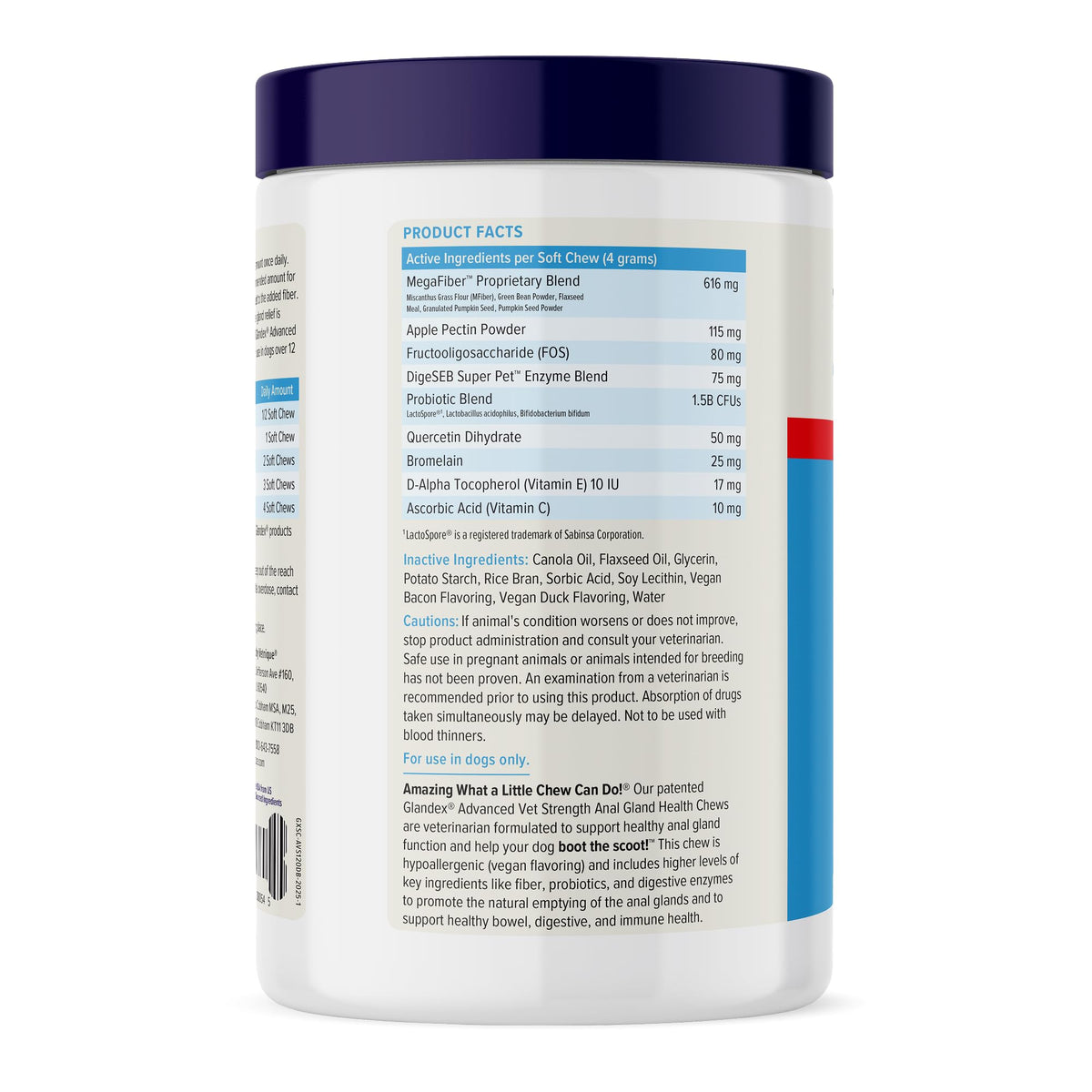 Vetnique Glandex for Dogs Anal Gland Chews 120ct Pumpkin, Digestive Enzymes