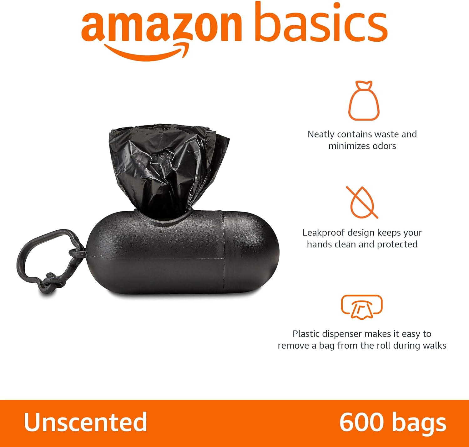 Amazon Basics Dog Poop Bags, 120 Count, Enhanced for Guaranteed Leakproof, Unscented, Green