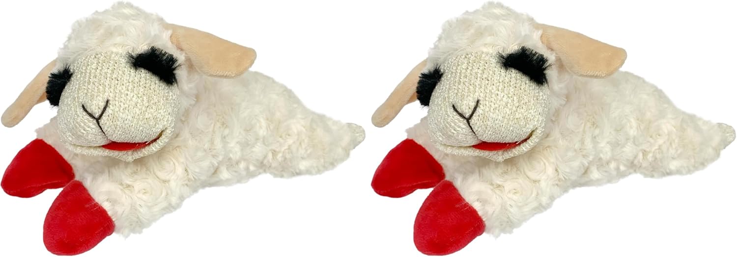 Multipet Lamb Chop Dog Plush Toy - Squeaky Toy for All Dogs - Extra Soft Plush - Stuffed Animal Dog Toy for Cuddling & Playing - Cute Pet Toy (6", Cream)